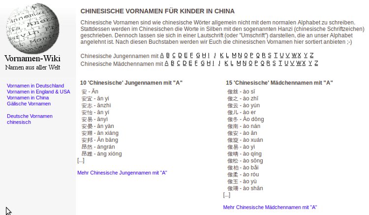 Chinesische Vornamen